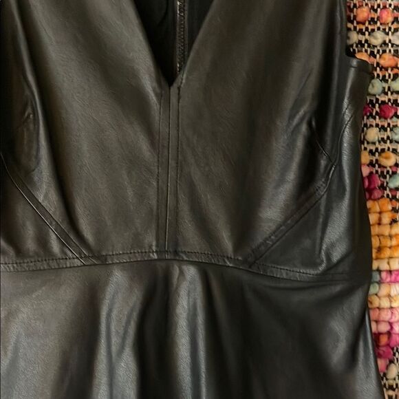 Black Faux Leather Peplum Top - Picture 2 of 4